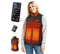 VIWKO Gilet Riscaldante Donna con Batteria 12V 12000mAh, 4 Livelli di Calore e Controllo App, Gilet Termico Leggero per Invierno Lavoro da Casa, Passeggiate, Escursionismo e Tempo Libero(Taglia S)