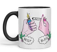 Vixar Best Buds Weed Marijuana Stoned - Tazza in ceramica colorata, 330 ml, idea regalo per tè, caffè, Natale, ufficio, casa, scherzo (nero)