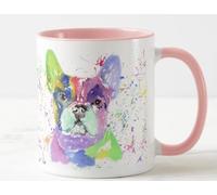 Vixar French Bulldog Frenchie Dog Pet Acquerello Arcobaleno Arcobaleno Tazza Colorata Tazza Regalo Compleanno Lavoro Ufficio Natale Tè Caffè Rosa