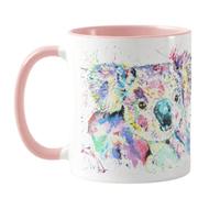 Vixar Koala - Tazza colorata con acquerello arcobaleno, arte selvatica, idea regalo, compleanno, lavoro, ufficio, tè, caffè, rosa