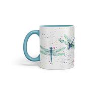 Vixar Libellule, libellule, insetti e animali, acquerello, colorato, tazza regalo di compleanno, lavoro, ufficio, tè, caffè (turchese)