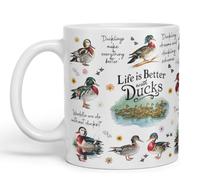 Vixar Life is Better with Ducks - Divertente tazza colorata con animali, 325 ml, colore: bianco