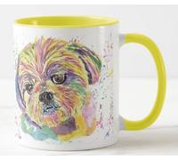 Vixar Shih Tzu - Tazza colorata per cane, acquerello, arcobaleno, per compleanno, lavoro, ufficio, Natale, tè, caffè (giallo)