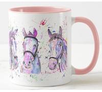 Vixar Tazza colorata a forma di cavallo da 7,6 cm, colore rosa con animali della fattoria, regalo di compleanno, lavoro, ufficio, tè, caffè, rosa
