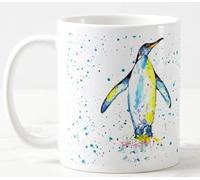 Vixar Tazza colorata a forma di pinguino con uccellino, acquerello, colore arcobaleno, idea regalo, compleanno, lavoro, ufficio, tè, caffè, colore: bianco
