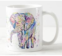 Vixar Tazza colorata con elefante rivolto in avanti, per adulti, con animali selvatici, per compleanno, lavoro, ufficio, Natale, tè, caffè (bianco)