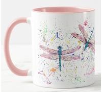 Vixar Tazza colorata con libellula con libellule, colore rosa