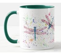 Vixar Tazza colorata con libellule e libellule, idea regalo per compleanno, lavoro, ufficio, Natale, tè, caffè (verde D)