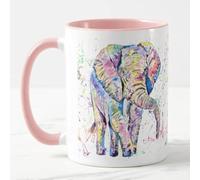Vixar Tazza colorata con motivo a forma di elefante in avanti, per adulti, con motivo ad acquerello, idea regalo di compleanno, lavoro, ufficio, Natale, tè, caffè, rosa