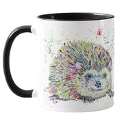 Vixar Tazza colorata con riccio acquerello arcobaleno arte fauna selvatica, regalo, compleanno, lavoro, ufficio, tè e caffè di Natale (nero)