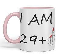 Vixar Tazza colorata in ceramica con scritta "I am 29 + 1 Woman Hand", 330 ml, idea regalo per il 30° compleanno (rosa)
