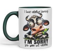 Vixar Tazza con scritta "I Have Selective Hearing - I'm Sorry You were not selected", tazza in ceramica colorata, 325 ml, regalo sarcastico divertente (verde scuro)
