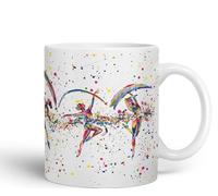 Vixar Tazza in ceramica colorata ad acquerello con ballerina per tè e caffè, birra calda, 330 ml, regalo (bianco)