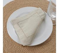 VIXDA 12 Pezzi tovaglioli da Cocktail in Lino e Cotone Bianchi con Orlo a Giorno 20x20 cm e sottobicchieri in Tessuto Lavabile per Matrimoni
