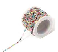 VIXDA 2 Metri Collana in Oro Catena in Acciaio Inox Perline Smaltate Colorate Catene all'Ingrosso per La Produzione di Gioielli Catena Risultati Componenti Fai da Te