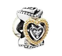 VIXDA 2 Pezzi in Lega placcata Argento con Ciondolo a Forma di Stella a Forma di Cuore con Diamanti per Braccialetti Fai da Te Pandora, Accessori per Gioielli, Regali