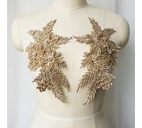 VIXDA 2 Pezzi Strass Paillettes Ricamato in Pizzo Applique da Cucire Fiore Tessuto Patch per Abito da Sposa Abito da Sposa Vestiti Fai da Te Artigianato