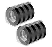 Vixic Nastro di ricambio per dymo, 9 mm, nero, adesivo 3D Dymo per etichetta, in plastica, per goffratura Dymo Omega Dymo Junior, 8 rotoli