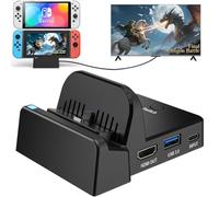 VIXLM - Docking station TV per Nintendo Switch/OLED, docking station portatile con adattatore HDMI 4K, porta dati di tipo C, porta USB 3.0, ricambio per dock ufficiale Nintendo Switch