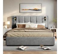 VixorLuilith Letto imbottito 160 x 200 cm, letto matrimoniale moderno con luce da lettura e porta di ricarica USB, letto per ragazzi e ragazzi, letto funzionale, letto ad aria con idraulico, velluto