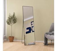 VixorLuilith Specchio Full Length 140 x 40 cm, specchio su piedistallo a telaio singolo, grande specchio da parete HD con gancio, riflesso in vetro HD trasparente, infrangibile e leggero (nero, 140 x