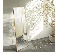 VixorLuilith Specchio per tutto il corpo, 150 x 40 cm, con telaio in metallo dorato, grande specchio da parete HD con gancio, chiaro riflesso in vetro HD, infrangibile e leggero (oro)