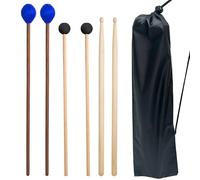 VixxNoxx Bacchette per batteria, 3 paia di bacchette in acero, 5A, in gomma, xilofono Mallet, in legno, con custodia
