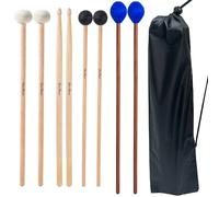 VixxNoxx Kit di 4 paia di bacchette per batteria (timpani in feltro, gomma, marimba, 5A) con custodia, strumenti a percussione per principianti, accessori per batteria in acciaio, grancassa