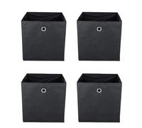 Vixzoid Set di 4 scatole pieghevoli in tessuto, 33 x 38 x 33 cm, con foro per le dita, per scaffali o armadi, armadietti, scatole (nero)