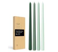 Viyffo Set di 4 candele coniche verdi da 30,5 cm, senza profumo, antigoccia, senza fumo, lunghe e affusolate, per matrimonio, avvento, casa, cena, Natale, serie di colori naturali