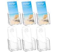 Viymgit Supporto per brochure, confezione da 6 espositori per opuscoli in acrilico da 10,2 cm, montaggio a parete/piano di lavoro, in plastica trasparente, per organizer per volantini, volantini,