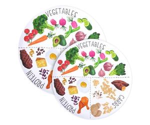 Viynran Piatto per il controllo delle porzioni da 22,9 cm e 25,4 cm, piatto nutrizionale sano per adulti e adolescenti, in melammina, ideale per la perdita di peso e la gestione del diabete