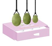 VIYOLI Yoni Eggs - Set di uova di giada forate in pietra naturale con scatola, per esercitare i muscoli di Kegel, prodotto femminile, uova a serpentina