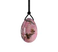 VIYOLI Yoni Eggs - Uova di giada in quarzo rosa, strumento di riparazione forato per donne, per esercizi di Kegel, uova di Kegel, cristallo naturale, rodonite, S, 3 x 2 cm