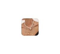 VIYPDRST Y2k - Collana girocollo da donna, a strati, con stella in argento grosso, catena lunga con cuore e pera, collana alla moda, one size, Metallo, Nessuna pietra preziosa