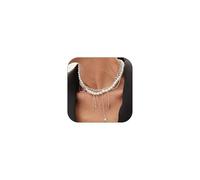 VIYPDRST Y2k - Collana girocollo da donna, a strati, con stella in argento grosso, catena lunga con cuore e pera, collana alla moda, one size, Metallo, Nessuna pietra preziosa