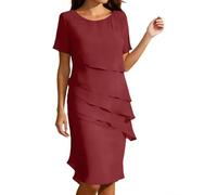 VIYUANH Abito da Donna Elegante con Maniche a Balze a Strati, Abito Elegante e Fluido in Chiffon con Maniche a 3/4, Uno Stile Disinvolto per Ogni Occasione
