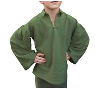 VIYUANH Camicia da Pirata per Bambini Camicia Medievale per Bambino Camicie Medievale da Ragazzo Rinascimentale Steampunk Manica Lunga con Colletto Top per Halloween Tunica per Bambini Carnevale