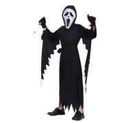 VIYUANH Halloween Scream Costume Bambini, Scream Costume Cosplay, Horror Maschera con Maschera Ghostface e Veste Nera, Halloween Ghostface Costumes per Bambini