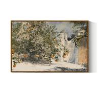 VIYYIEA Decorazione artistica da parete con cornice con piante vintage, alberi di arancio e cancello, decorazione estetica, stampa su tela da 61 x 91 cm, immagini da parete per camera da letto e