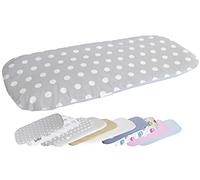 Vizaro - Lenzuola Sotto per Carrozzina - Materassino Passeggino Bimbo 70-80 x 30-35cm - Universale - 100% Cotone - Premium UE - A Pois Bianchi