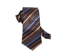 VIZENZO Cravatta uomo a righe strisce blu navy e ocra elegante e versatile - Accessori uomo per il gentleman moderno - Outlet di alta qualità a prezzi imbattibili