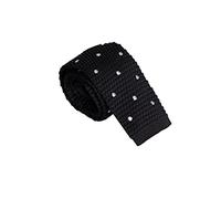 VIZENZO Cravatta uomo elegante e versatile in maglia nera con punti bianchi - Accessori uomo per il gentleman moderno - Outlet di alta qualità a prezzi imbattibili
