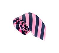 VIZENZO Cravatta uomo elegante per l'uomo d'affari stretta con fondo blu scuro e strisce larghe in morbido tono rosa - Figa e tinta uñita per un look distintivo - Outlet con offerte lampo del giorno