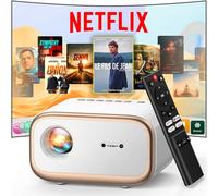 VIZONY Mini proiettore con WiFi e Bluetooth bidirezionale, Native 1080P, 4K, 50% Zoom, 4P4D, tenuta completa, portatile 450ANSI, oro e bianco, HDMI, USB, jack da 3,5 mm, messa a fuoco automatica
