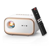 VIZONY Mini proiettore con WiFi e Bluetooth bidirezionale, Native 1080P, 4K, 50% Zoom, 4P4D, tenuta completa, portatile 450ANSI, oro e bianco, HDMI, USB, jack da 3,5 mm, messa a fuoco automatica