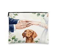 Vizsla - Trousse da viaggio per matrimonio con cane Vizsla, romantica, per donne e ragazze, piccola borsa portatile in tela con cerniera, borsa da toeletta per animali domestici, 18 x 22 cm