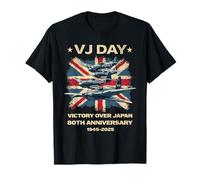 VJ Day WWII 80° anniversario Vintage V-J Day 2025 Union Jack Maglietta