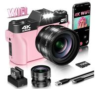 VJIANGER Fotocamera Vlogging 4K per fotocamera digitale Youtube da 48 MP per foto e video con visualizzazione a ribalta, messa a fuoco manuale, zoom digitale 16X, grandangolo 52 mm e MacroLens,