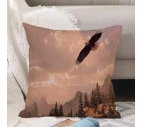 VJIZLOQB Fodera per Cuscino Decorativa Copricuscini,Federe Cuscini Divano, Decorazioni di Natale per Casa, Giardino,Aquila calva che vola in alta quota sulle Montagne Rocciose.,40x40cm